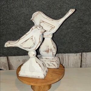 Rustic White Bird Sculptures